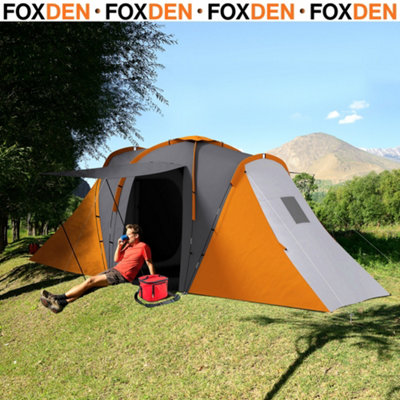 FOXDEN Grey Tunnel Tent 6 Person 2 Bedroom Family Camping 2000mm ...
