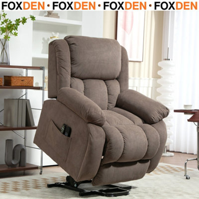 FOXDEN Light Brown Power Lift Recliner Chair Riser Massage Lumbar Heat ...