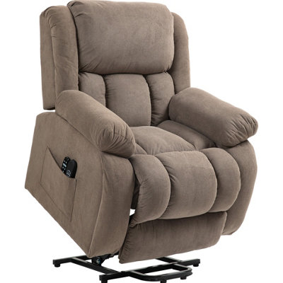 FOXDEN Light Brown Power Lift Recliner Chair Riser Massage Lumbar Heat ...