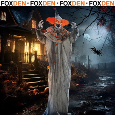 FOXDEN Orange Animated Halloween Clown Scary Glowing Eyes 6ft 183cm ...