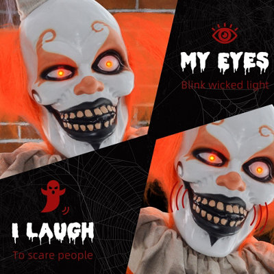 FOXDEN Orange Animated Halloween Clown Scary Glowing Eyes 6ft 183cm ...