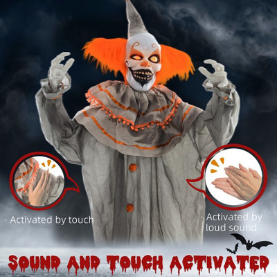 FOXDEN Orange Animated Halloween Clown Scary Glowing Eyes 6ft 183cm ...