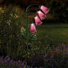 Foxglove LED Solar Glass Flowers Stake Light - Large Hand Painted Garden Solar Lights Garden Ornaments