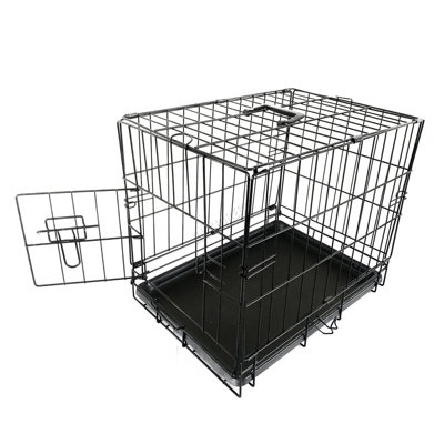 Foxhunter 18" Folding Pet Dog Puppy Metal Training Cage Crate Carrier XSmall Black 1 Door