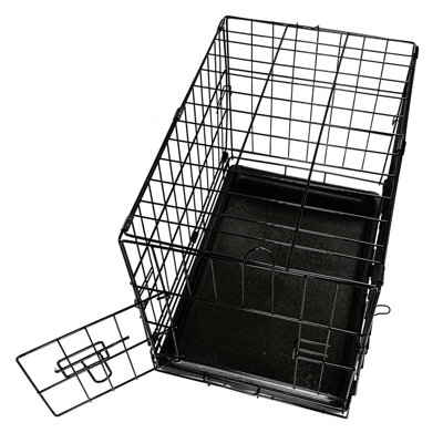 Foxhunter 18" Folding Pet Dog Puppy Metal Training Cage Crate Carrier XSmall Black 1 Door