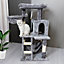 FoxHunter 39" Cat Tree Tower Pet Kitten Scratch Post Ladder Indoor Activity Centre L-Grey