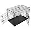Foxhunter 42" Folding Pet Dog Puppy Metal Training Cage Crate Carrier Xlarge Black 2 Doors