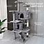FoxHunter 54" Cat Tree Tower Multi-Level W/ Condo Scratch Post Ladder Kitten Indoor L-Grey