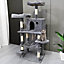 FoxHunter 59" Cat Tree Tower Multi-Level Condo Scratch Post Hammock Kitten Indoor L-Grey