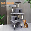 FoxHunter 63" Cat Tree Multi-Level Plush Hammock Condo Scratch Post Kitten Indoor L-Grey