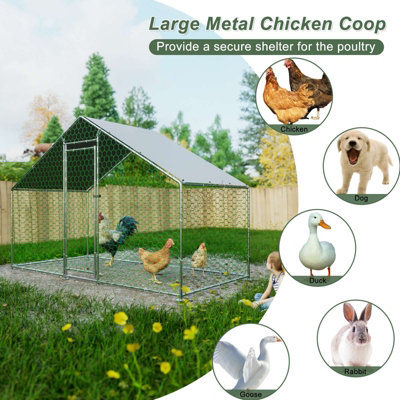 FoxHunter Chicken Run Cage Walk In Coop Poultry Hen Rabbit Kennel Hutch Metal 3x1.5x2M