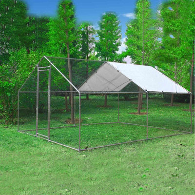 FoxHunter Chicken Run Cage Walk In Coop Poultry Hen Rabbit Kennel Hutch Metal 3x4x2M