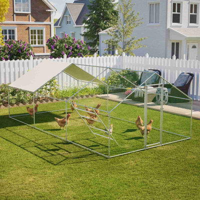 20 X 10 Ft Large Metal Chicken Coop, Walk-in Poultry Cage Chicken Hen Run House With Waterproof 93859806