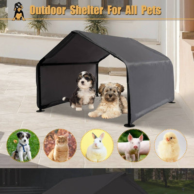 One For Pets Portable 2-in-1 Double Pet Kennel/Shelter – Gray Fabric – 20x20x39 – Used Very Good