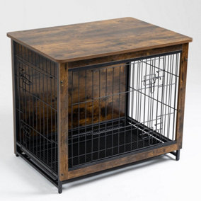 FoxHunter Vintage Brown Wooden Dog Cage Crate Pet Kennel Table Top Cabin Easy Clean Large