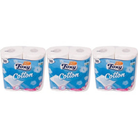 Foxy Cotton Luxury 5ply Thick Toilet Paper, 4 Rolls per Pack (Pack of 3)