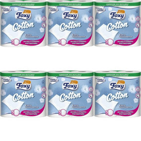 Foxy Cotton Luxury 5ply Thick Toilet Paper, 4 Rolls per Pack (Pack of 6)