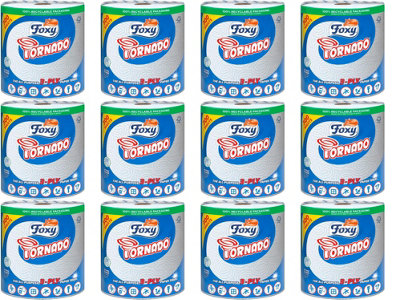 Foxy All-Purpose 3 Ply Kitchen Paper Towels – 6 Rolls, 300 Sheets Each – Unscented, Made In Poland