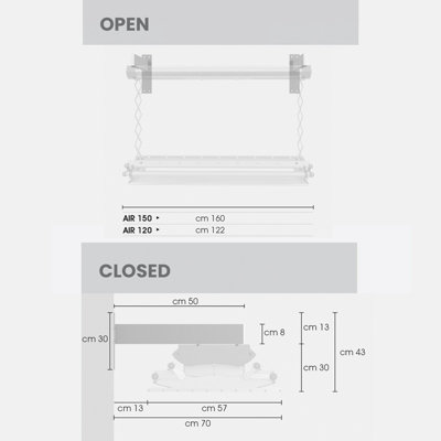 Foxydry Air for Walls 122 cm, Electric Wall-Mounted Drying Rack with ...