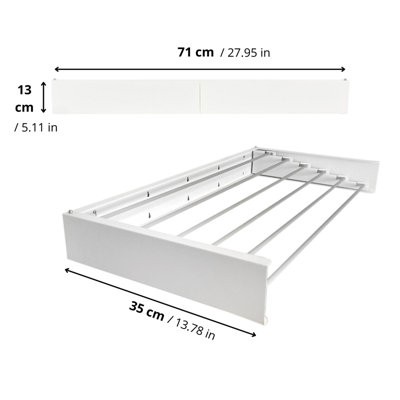 Foxydry Hide 71 cm White, Compact Wall-Mounted Laundry Drying System for Small Spaces