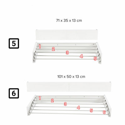 Foxydry Hide 71 cm White, Compact Wall-Mounted Laundry Drying System for Small Spaces