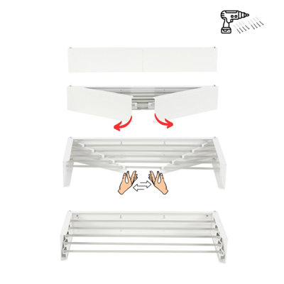 Foxydry Hide 71 cm White, Compact Wall-Mounted Laundry Drying System for Small Spaces
