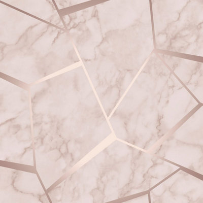 Fractal Geometric Marble Wallpaper Rose Gold - Fine Decor FD42264