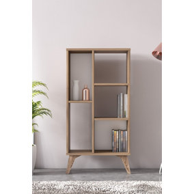 Frame Bookcase Free Standing Storage Shelf, 55 x 25 x 106 cm 5 Display Shelves, Bookshelf, Open Cabinet, Oak