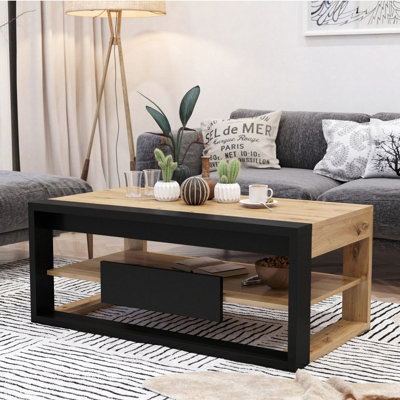 Frame Modern Lift Top Coffee Table - Artisan Oak & Black Matt
