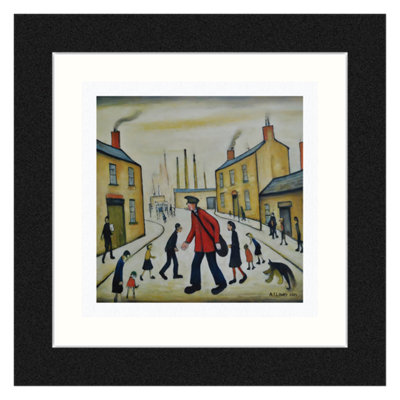 Framed and Mounted Postman's Round Print. In the Lowry Style. 31.5cm ...