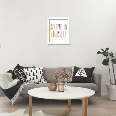 Framed Believe In Yourself Framed Art Room Decor Gifts for Girls Peel and Stick