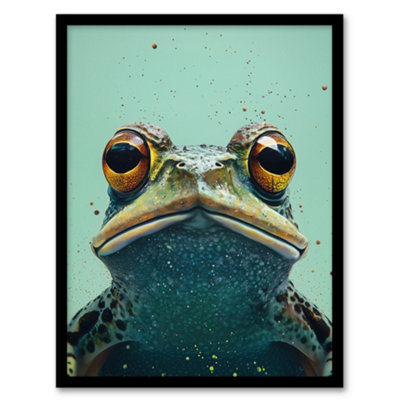 Framed Wall Art American Bullfrog Macro Portrait Fun Modern Print ...