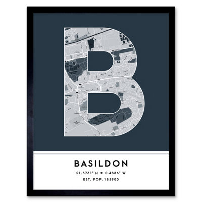 Framed Wall Art Basildon England United Kingdom City Map Modern ...