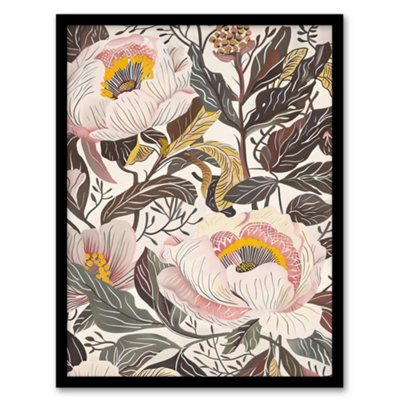 Framed Wall Art Blooming Pink Peonies Elegant Floral Design Print ...