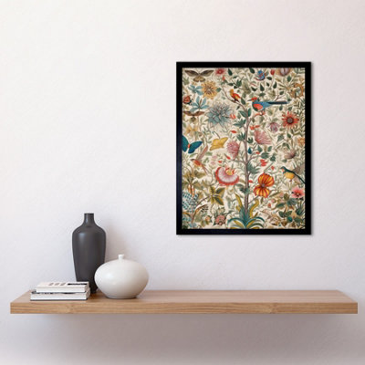 Framed Wall Art Butterflies And Flower Plants Pattern Folk Art ...