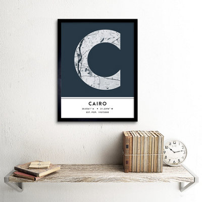 Framed Wall Art Cairo Egypt City Map Modern Typography Stylish Letter ...