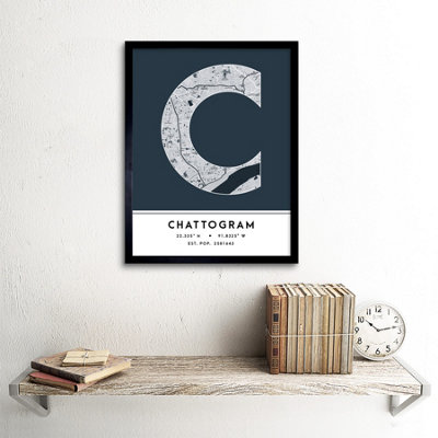 Framed Wall Art Chattogram Bangladesh City Map Modern Typography ...