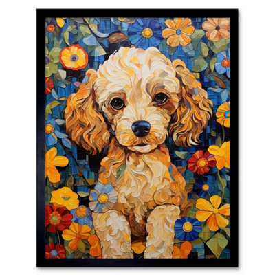 Framed Wall Art Cockapoo Puppy Oil Painting Colourful Bright Bold ...