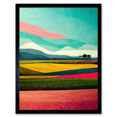 Framed Wall Art Colourful Abstract Modern Country Landscape ...