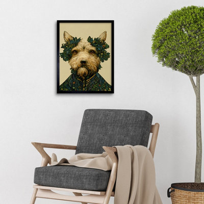 Framed Wall Art Cute Fun Westie Dog Vintage William Morris Style ...