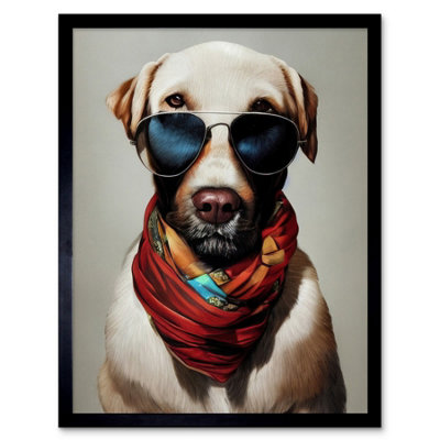 Framed Wall Art Dog Fashion Posh Labrador Aviator Sunglasses ...