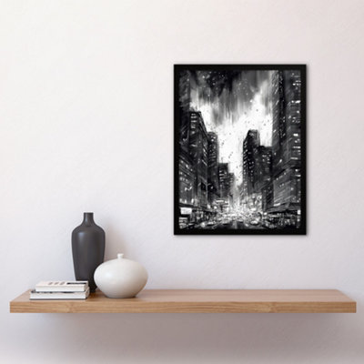 Framed Wall Art Downtown Chicago Ink Sketch Cityscape Pen And Ink ...
