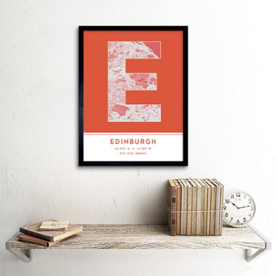 Framed Wall Art Edinburgh Scotland United Kingdom City Map Modern ...