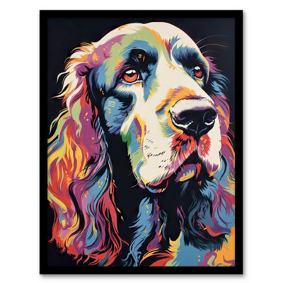 Framed Wall Art English Cocker Spaniel Head Colourful Painting Cute Dog ...