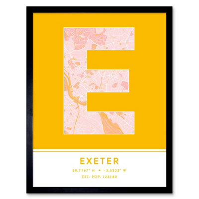 Framed Wall Art Exeter England United Kingdom City Map Modern ...