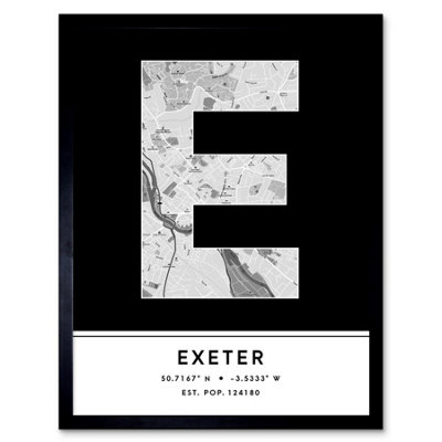 Framed Wall Art Exeter England United Kingdom City Map Modern ...