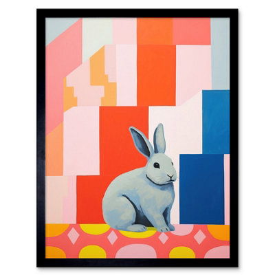 Framed Wall Art Fat White Rabbit Bold Pop Art Colourful Conceptual ...