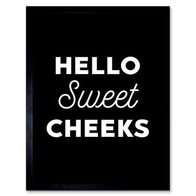 Framed Wall Art Funny Toilet Decor Bathroom Hello Sweet Cheeks Cheeky ...