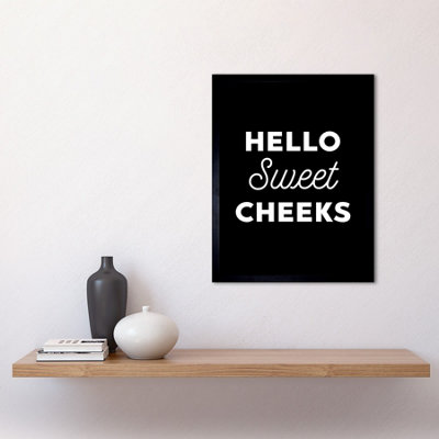 Framed Wall Art Funny Toilet Decor Bathroom Hello Sweet Cheeks Cheeky ...