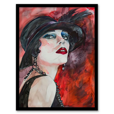 Framed Wall Art Glamorous Flapper Girl Portrait 1920s Scarlet Print ...